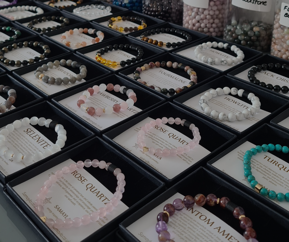 Samayla gemstone bracelets in jewellery boxes