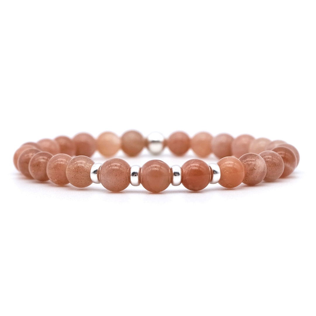 Sunstone energy gemstone bracelet with silver accessories