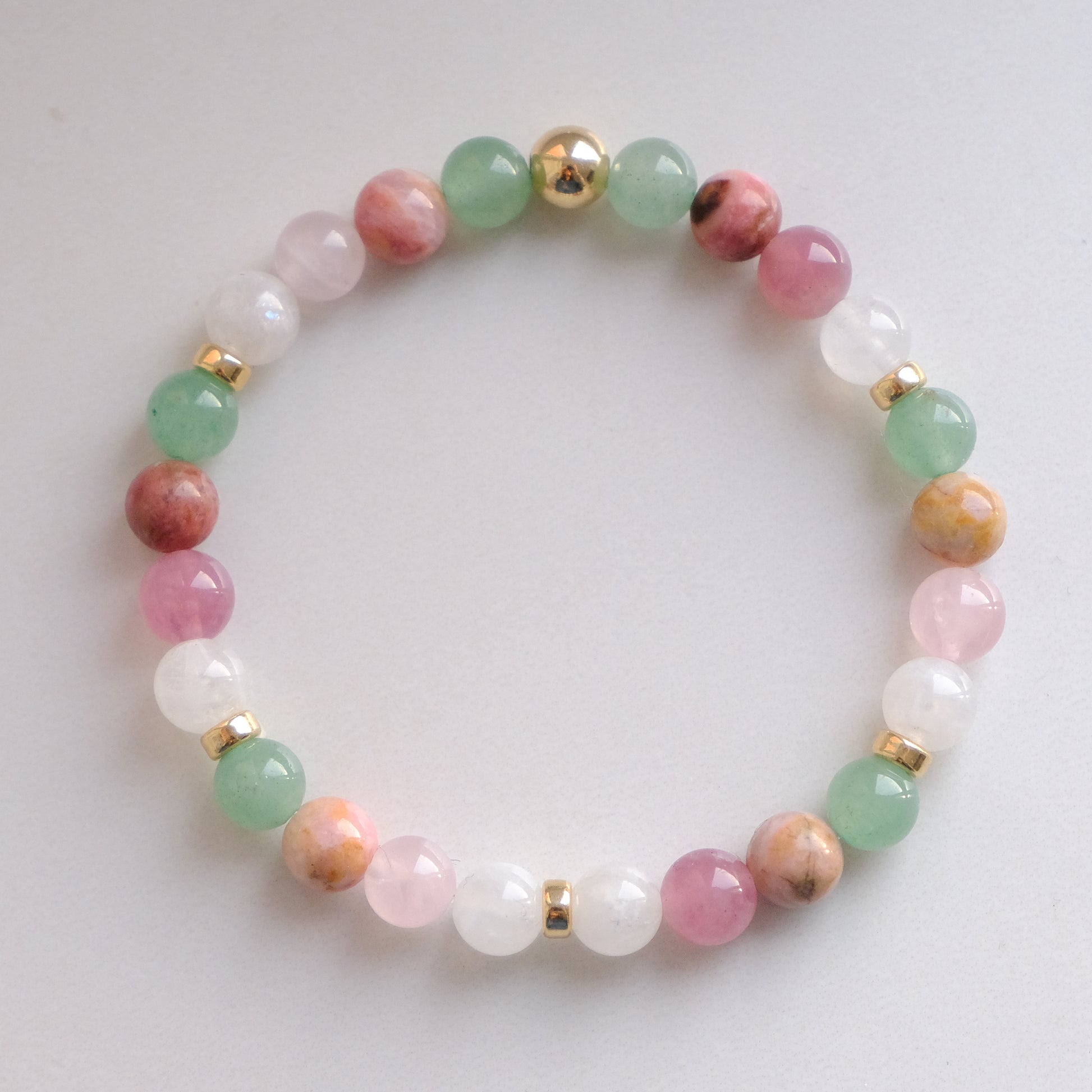 Heart Healing Love gemstone bracelet from above