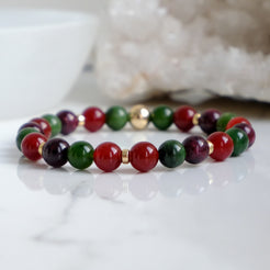 Unity in Love gemstone bracelet with gold filled accessories